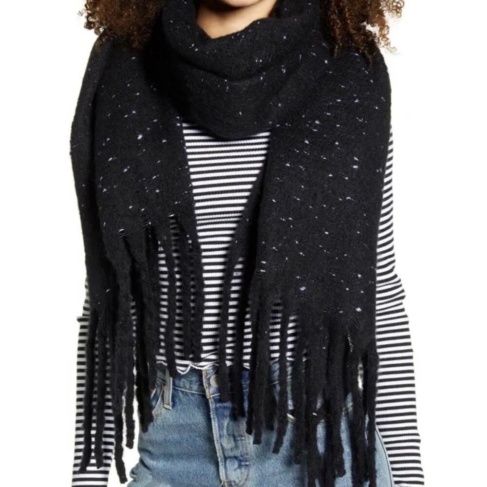 BP Speckled Fringe Trim Muffler Scarf NEW